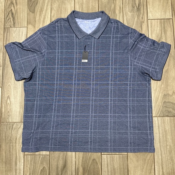 Marc Edwards Other - Marc Edwards Shortsleeve Polo Shirt Top Men's 4XL Blue Plaid Casual NWT